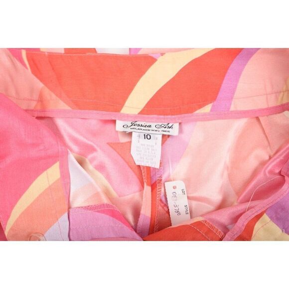 Vintage Jessica Ash Womans Capri Pants Size 10 Swirl Retro Geometric Pink NWT - Picture 7 of 7